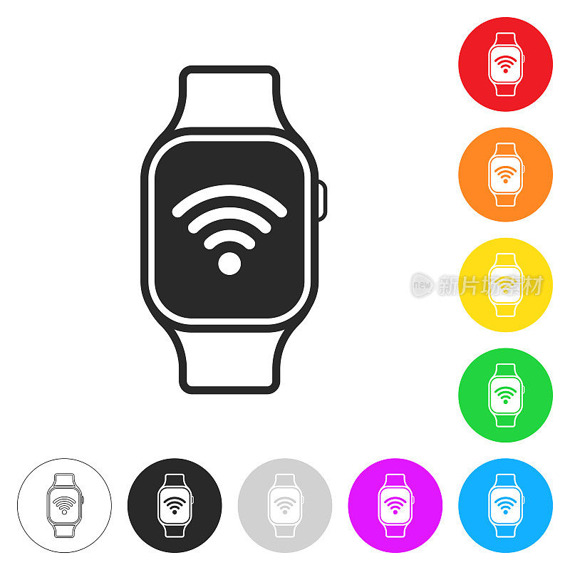 Smartwatch wifi。彩色按钮上的图标